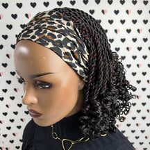 Twist Braids Short Curls Curly Headband Wigs Braided Head Band Wig Box Braids Wigs For Black Women Burgundy Red Black