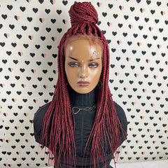 Pelucas trenzadas del frente del cordón de la peluca de las trenzas de la caja frontal del cordón 13x4 para las mujeres negras rojas