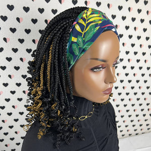 Headband Wig Braided Head Band Curly Box Braids Wigs For Black Women With Curlss
