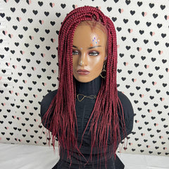 Pelucas trenzadas del frente del cordón de la peluca de las trenzas de la caja frontal del cordón 13x4 para las mujeres negras rojas