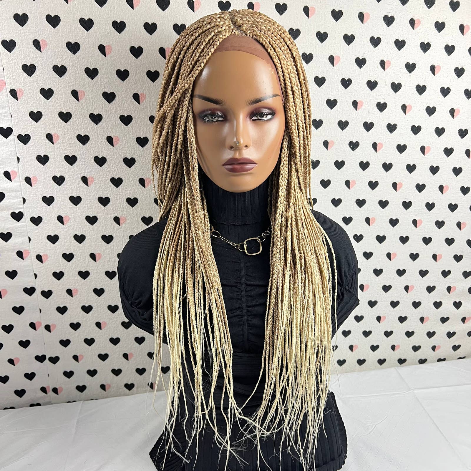 Hand Braided Handmade Box Braids Lace Front Wigs For Black Women Color 613 Ombre