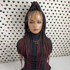 Lace Frontal Box Braids Wig Braided Lace Front Wigs For Black Women Ombre Red