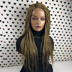 Pelucas rubias doradas del frente del cordón trenzado de la trenza de la caja de las trenzas medianas para las mujeres negras