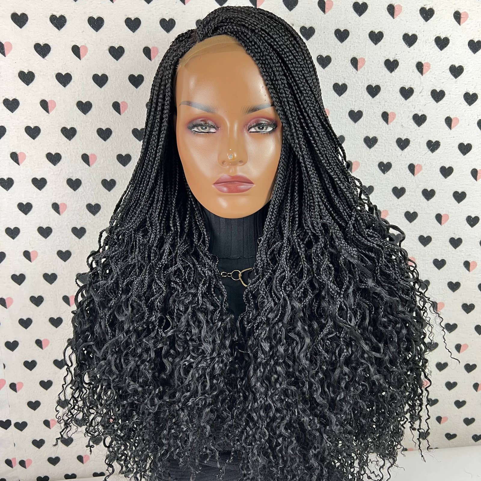 Curly Box Braids Braided Lace Wig Wavy Curls Long Braid Wigs For Black Women
