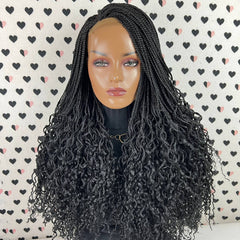 Curly Box Braids Braided Lace Wig Wavy Curls Long Braid Wigs For Black Women