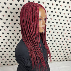 Pelucas trenzadas del frente del cordón de la peluca de las trenzas de la caja frontal del cordón 13x4 para las mujeres negras rojas