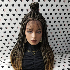 Peluca trenzada con caja frontal de encaje 13x4 para mujeres negras 1b/27