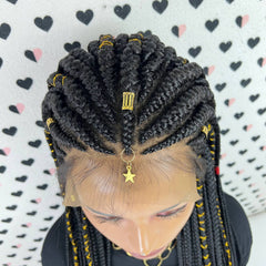 Cornrows Braided Wig With Baby Hairs Box Braid Lace Front Wigs For Black Women