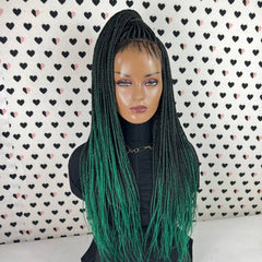 Pelucas trenzadas del frente del cordón de la peluca trenzada de las trenzas de la caja verde del cordón 13x4 para las mujeres negras