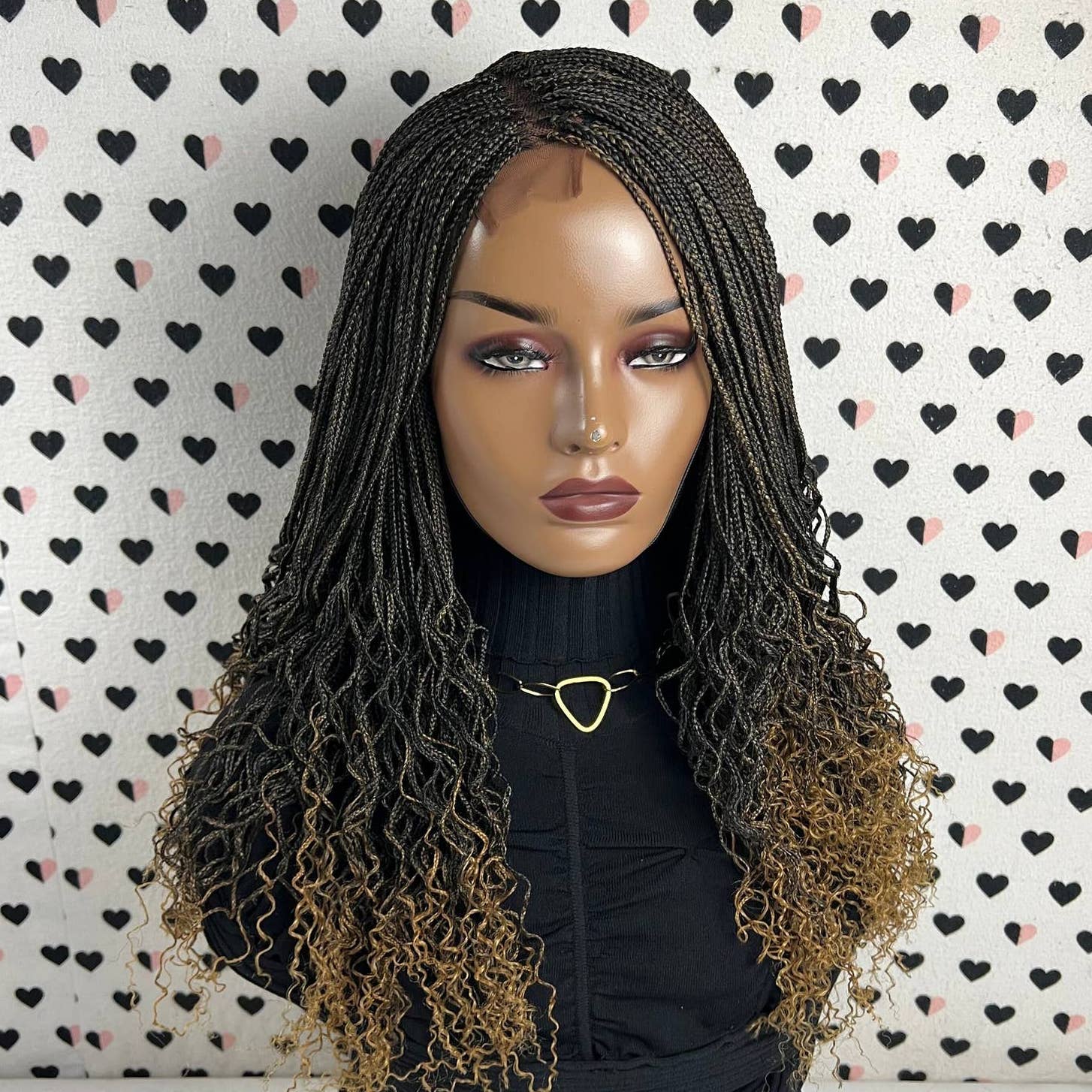 Braided Lace Wig Small Braid Goddess Box Braids Lace Front Wigs With Curly Waves
