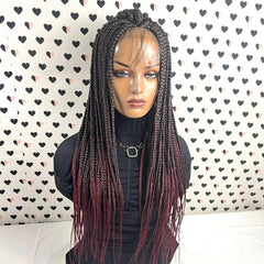 Lace Frontal Box Braids Wig Braided Lace Front Wigs For Black Women Ombre Red