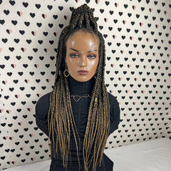 Big Braids Box Braid Braided Wigs For Black Women 13x4 Lace Frontal Wig Ombre 27