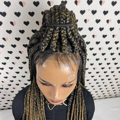 Big Braids Box Braid Braided Wigs For Black Women 13x4 Lace Frontal Wig Ombre 27