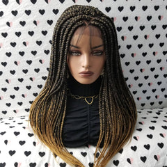 Peluca trenzada con caja frontal de encaje 13x4 para mujeres negras 1b/27