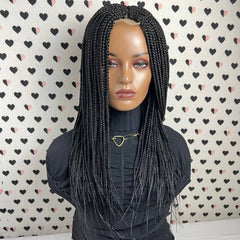 Short Box Braid Braided Wig Braids Lace Front wigs Color 1b Black 18 inches