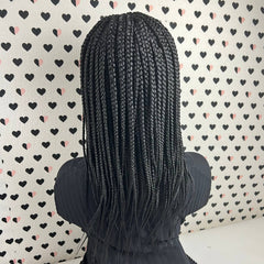 Short Box Braid Braided Wig Braids Lace Front wigs Color 1b Black 14 inches