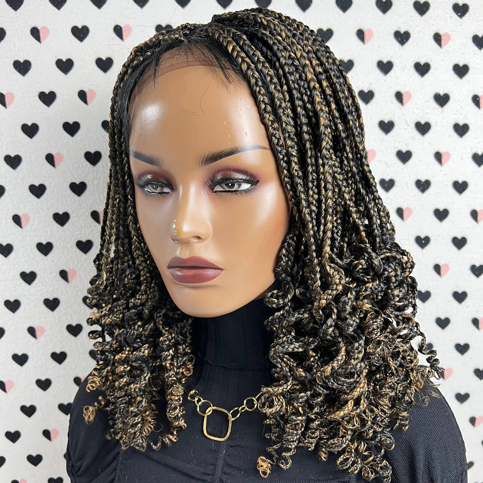 Curly Box Braids Lace Closure Frontal Lace Front Wig Braided Wig For Black Women