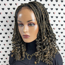 Curly Box Braids Lace Closure Frontal Lace Front Wig Braided Wig For Black Women
