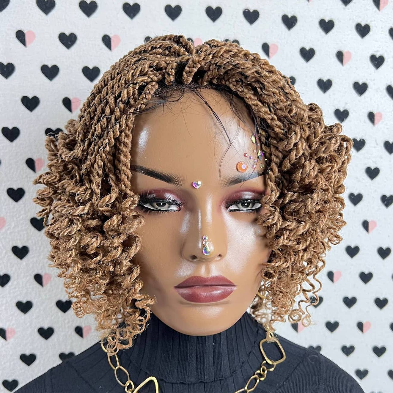 Short Curly Twist Senegalese Twisted Braids Curls Braided Lace Wig Color 27