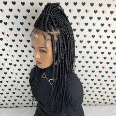 Las trenzas medias frontales de la caja del cordón 13x4 trenzaron las pelucas delanteras del cordón para las mujeres negras