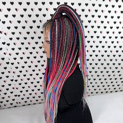 MultiColored Box Braided Wig Lace Closure Frontal Handmade Small Braids Wig