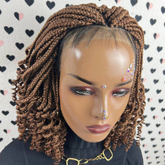 Short Curls Curly Box Braids Braided No Part Lace Front Wig For Black Women