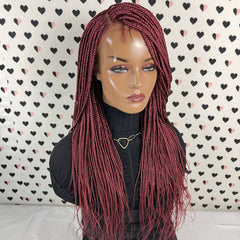 Ready To Ship Braided Wig Lace Frontal Small Box Braids Lace Front Wig 24 Inches
