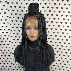 Las trenzas medias frontales de la caja del cordón 13x4 trenzaron las pelucas delanteras del cordón para las mujeres negras