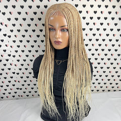 C Cut Cornrow Feedin Box Braids Braided Lace Front Braid wigs Color 613 Ombre
