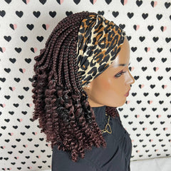 Short Curls Curly Headband Wig Braided Box Braids Wigs For Black Women Color 33