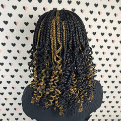 Peluca con diadema, banda para la cabeza trenzada, caja rizada, trenzas y pelucas para mujeres negras con rizos