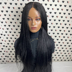 Micro Million Twist Wig Tiny Twists Lace Closure Frontal Braided Wig Black