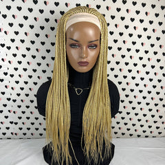 Diadema peluca trenzada banda para la cabeza peluca caja trenzas pelucas para mujeres negras 613 Rubio