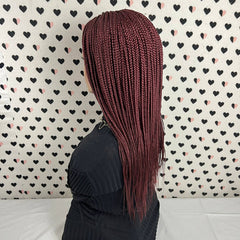 Cornrow Feeding Box Braids Braided Lace Front Wig Braid wigs Color Burgundy Red