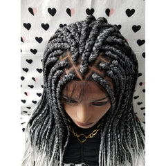 Ombre Braided Wig Box Braided Lace Front Wig Box Braid Lace Wigs For Black Women