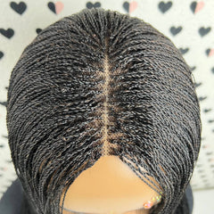 Micro Million Twist Wig Tiny Twists Lace Closure Frontal Braided Wig Black