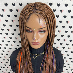 Box Braid Lace Closure Braided Wig Braids Lace Front Wigs Multi Mixed Color