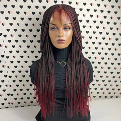 Ready To Ship Braided Wig Lace Frontal Small Box Braids Lace Front Wig Ombre Red