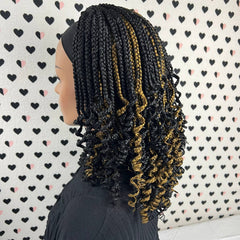 Peluca con diadema, banda para la cabeza trenzada, caja rizada, trenzas y pelucas para mujeres negras con rizos