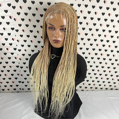 C Cut Cornrow Feedin Box Braids Braided Lace Front Braid Wigs Color 27/613 Ombre
