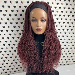 Trenzas rizadas torcidas, peluca con diadema, banda para la cabeza trenzada, pelucas trenzadas pequeñas retorcidas, color rojo
