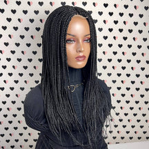 Short Box Braid Braided Wig Braids Lace Front wigs Color 1b Black 18 inches