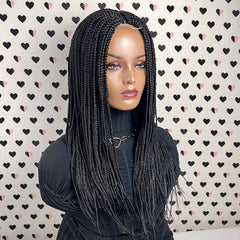 Short Box Braid Braided Wig Braids Lace Front wigs Color 1b Black 18 inches