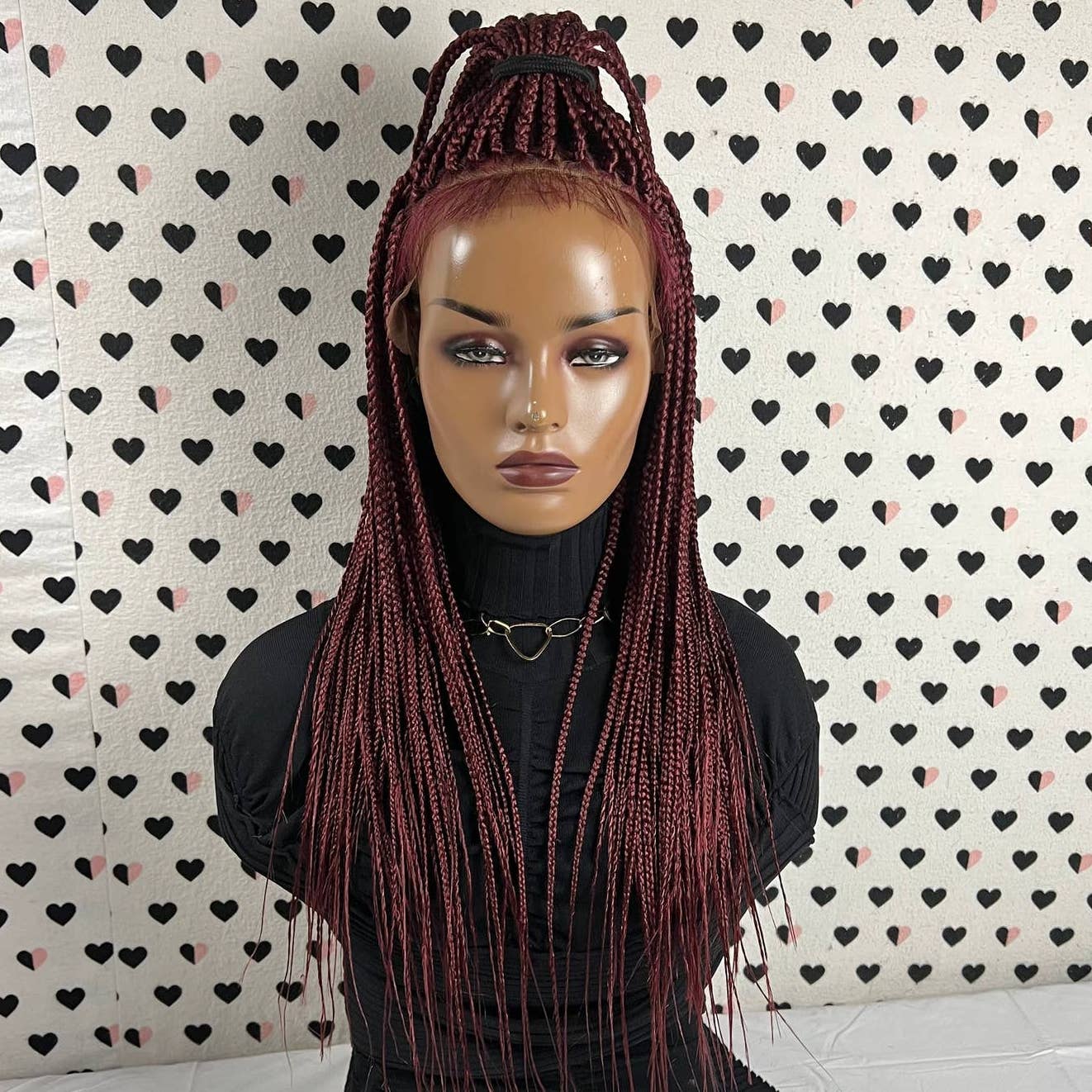Lace Frontal Box Braids Braided Wig Lace Front Wigs For Black Women Burgundy Red