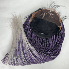 Ready To Ship Purple Silver Ombre Wig Box Braided Wigs For Black Women Handmade
