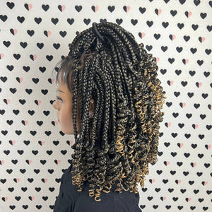 13x4 Lace Frontal Handmade Box Braid Braided Lace Front Wig With Curls 27 Ombre