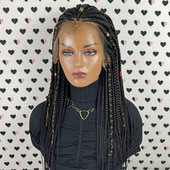 Cornrows Braided Wig With Baby Hairs Box Braid Lace Front Wigs For Black Women