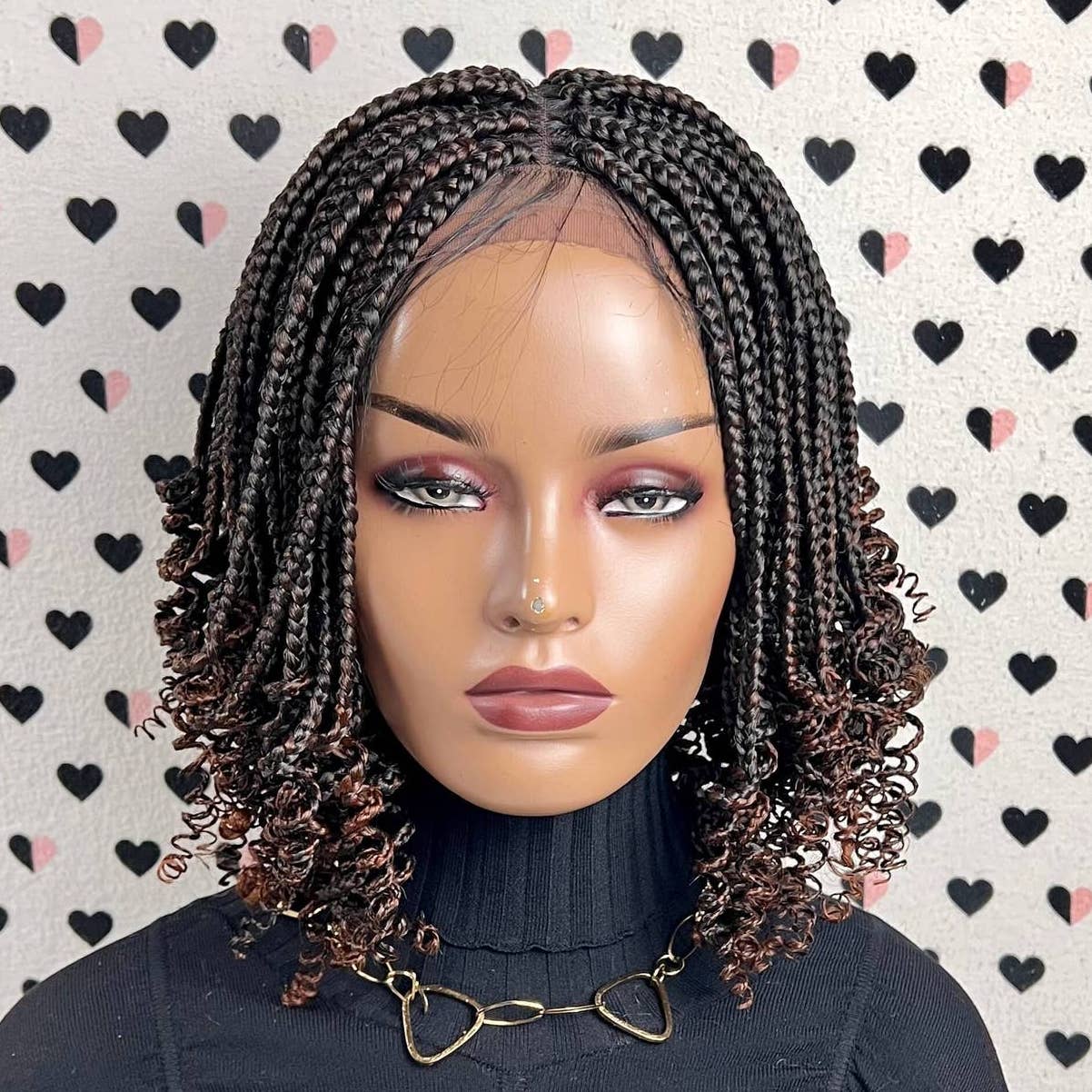 Short Curls Curly Box Braid Wigs For Black Women Braided Lace Front Wig Ombre 30