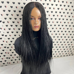 Micro Million Twist Wig Tiny Twists Lace Closure Frontal Braided Wig Black