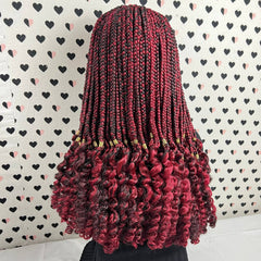 Lace Frontal Braided Lace Wig, Goddess Box Braids Lace Front Wig Wit Curly Waves